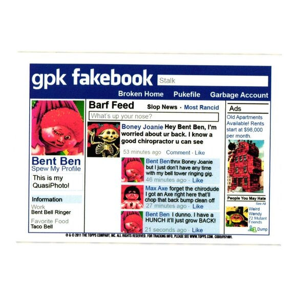 Garbage Pail Kids Flashback Card 16b Bustin Dustin Yellow 2011 Collector Sticker - Picture 2 of 2